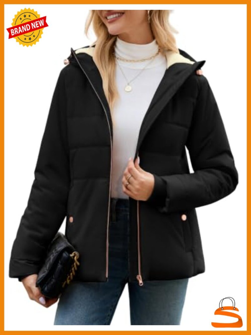 Fleece Lined Puffer Jacket Hooded Warm Quilted Padded Winter Coat